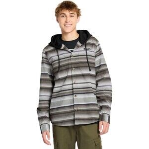 NWT Airwalk Mens XXL 2XL Hooded LS Flannel Shirt Jacket Gray Green 100% Cotton